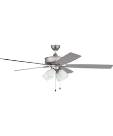 60" Super Pro 114 White 4 Light Kit 4-Light LED Ceiling Fan (Blades Included) Brushed Satin Nickel