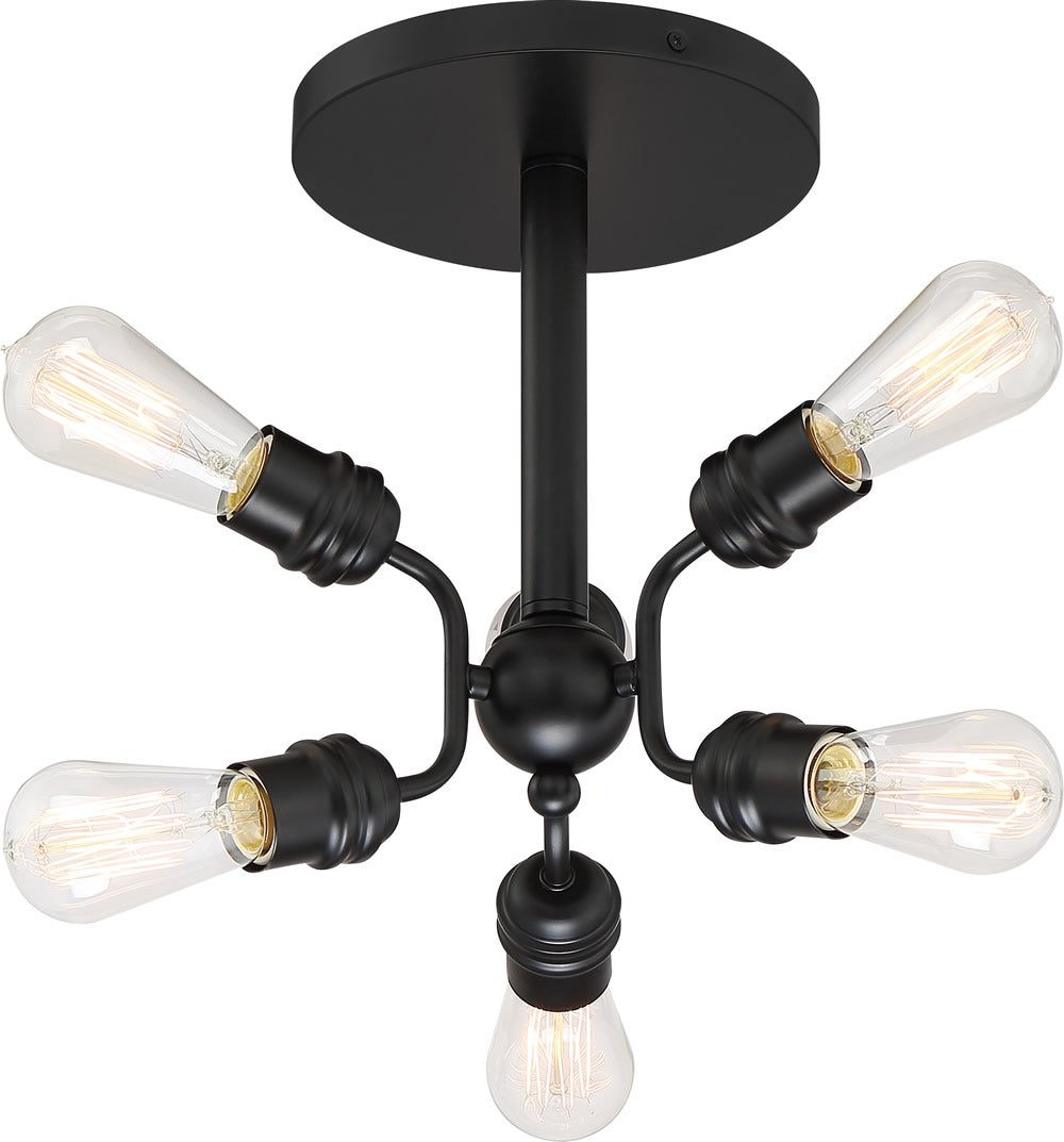 17"W Faraday 6-Light Close-to-Ceiling Black
