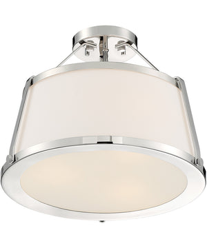 16"W Cutty 3-Light Close-to-Ceiling Polished Nickel
