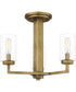 Sunburst 3-light Semi Flush Mount Weathered Brass