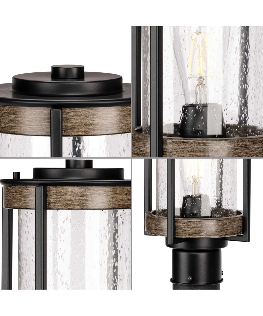 Whitmire 1-Light Farmhouse Clear Seeded Glass Outdoor Post Light Matte Black