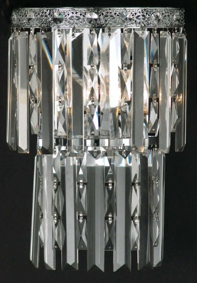 9"W 2-Light Glass Wall Sconce Polished Chrome