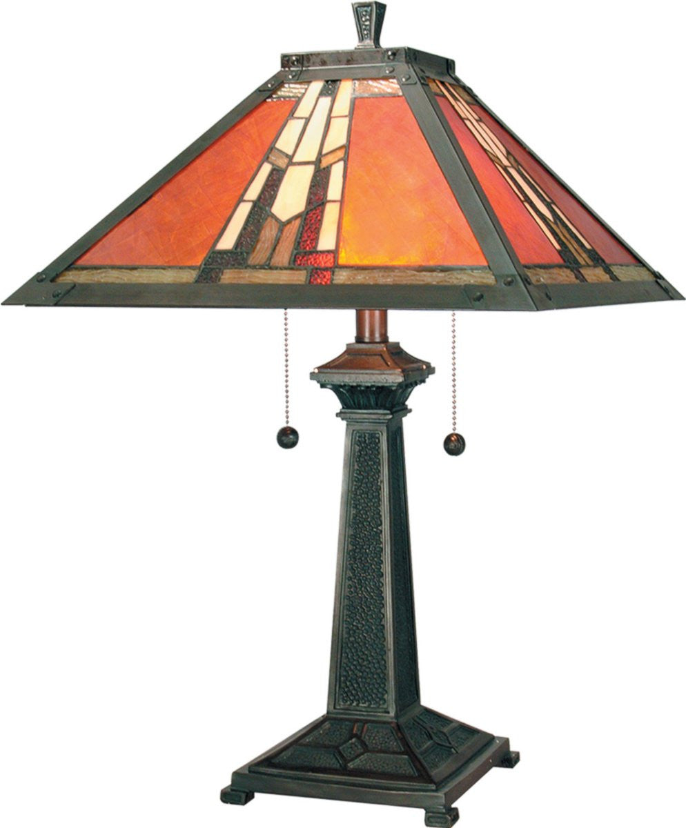 Dale Tiffany Amber Monarch 2-Light Table Lamp Mica Bronze TT100716