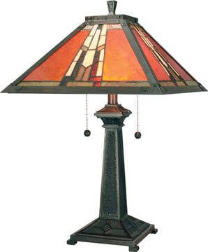 24"H Amber Monarch 2-Light Table Lamp Mica Bronze
