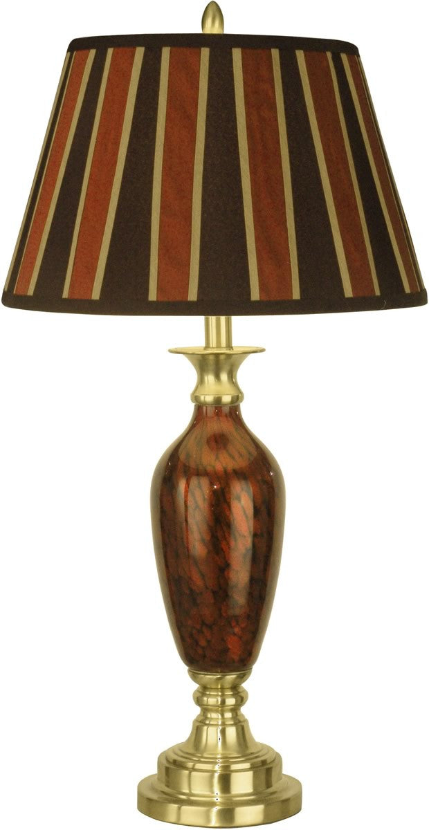 Dale Tiffany 1-Light 3-Way Art Glass Table Lamp Antique Brass PG10361
