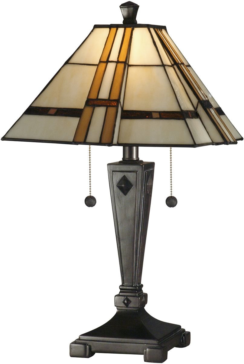 22"H 2-Light Tiffany Table Lamp Mica Bronze