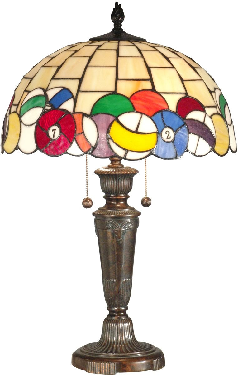 25"H Pool Ball 2-Light Tiffany Table Lamp Fieldstone