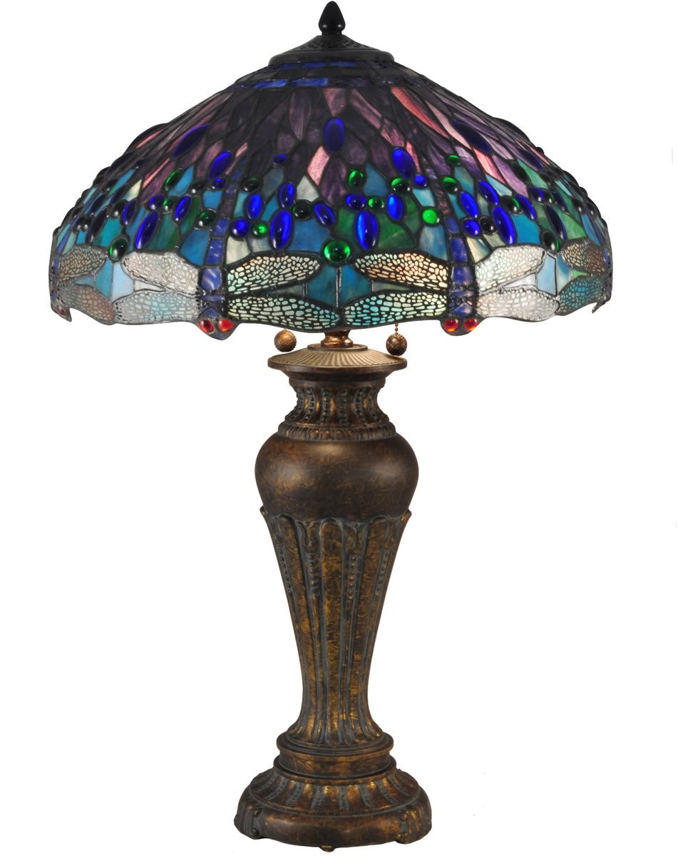 Dale Tiffany Blue Dragonfly Tiffany Table Lamp Antique Bronze TT15102
