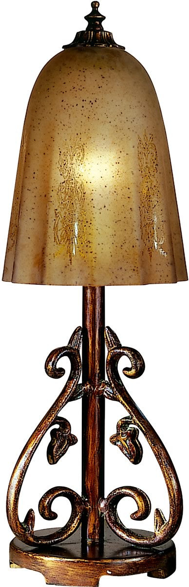 20"H 1-Light Art Glass Table Lamp Antique Pewter/Gold