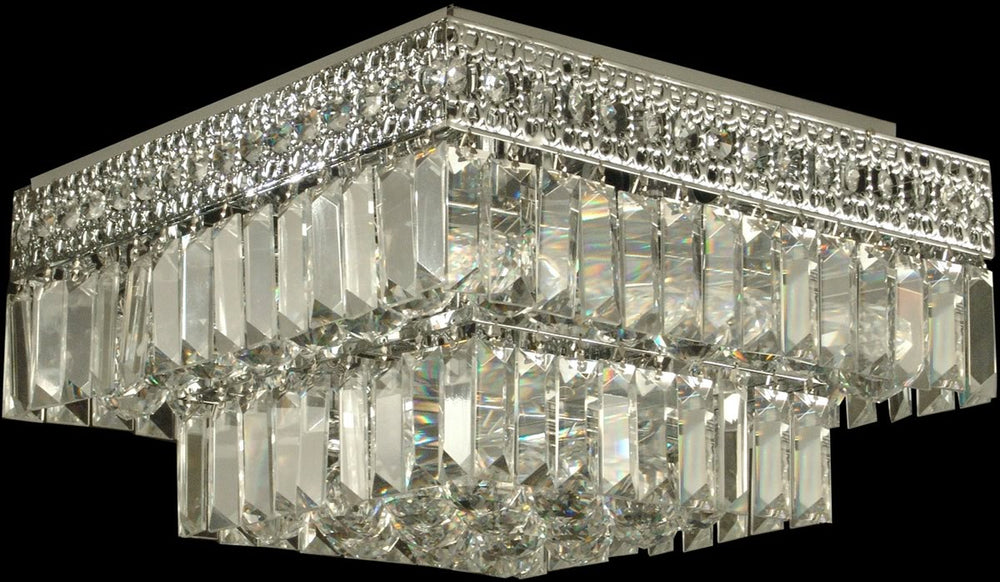 14"W 5-Light Crystal Flush Mount Polished Chrome