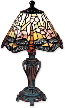 13"H 1-Light Tiffany Accent Lamp Antique Bronze