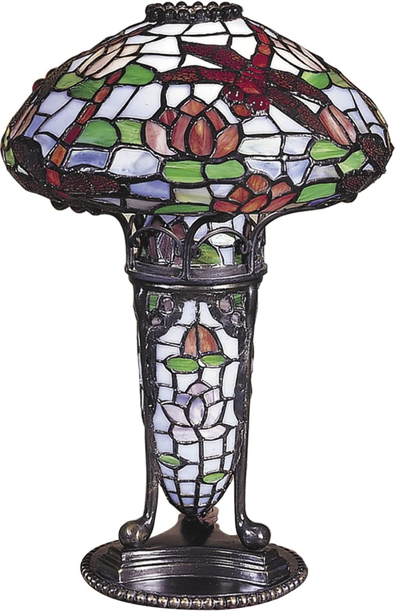 15"H 1-Light Tiffany Accent Lamp Antique Bronze
