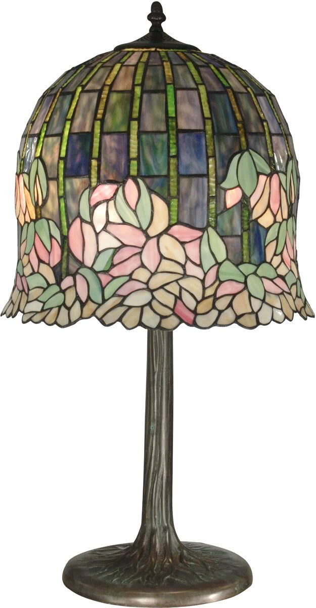 29"H 2-Light Tiffany Table Lamp Antique Bronze