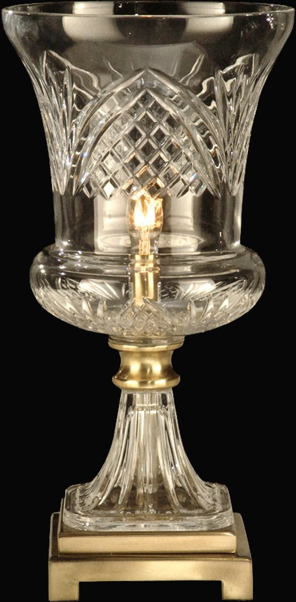 16"H 1-Light Crystal Table Lamp Antique Brass