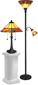 70"H Genoa Dragonfly 4-Light Table Lamp And Floor Lamp Set Antique Brass