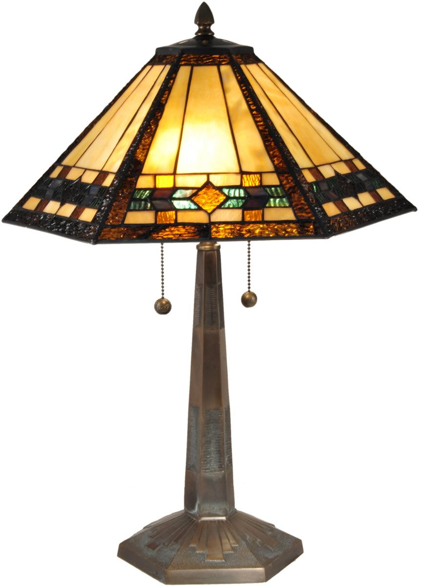 Dale Tiffany Ginger Diamond Tiffany Table Lamp Antique Bronze TT15080