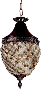 11"W Glass Flower 1-Light Pendant Antique Bronze