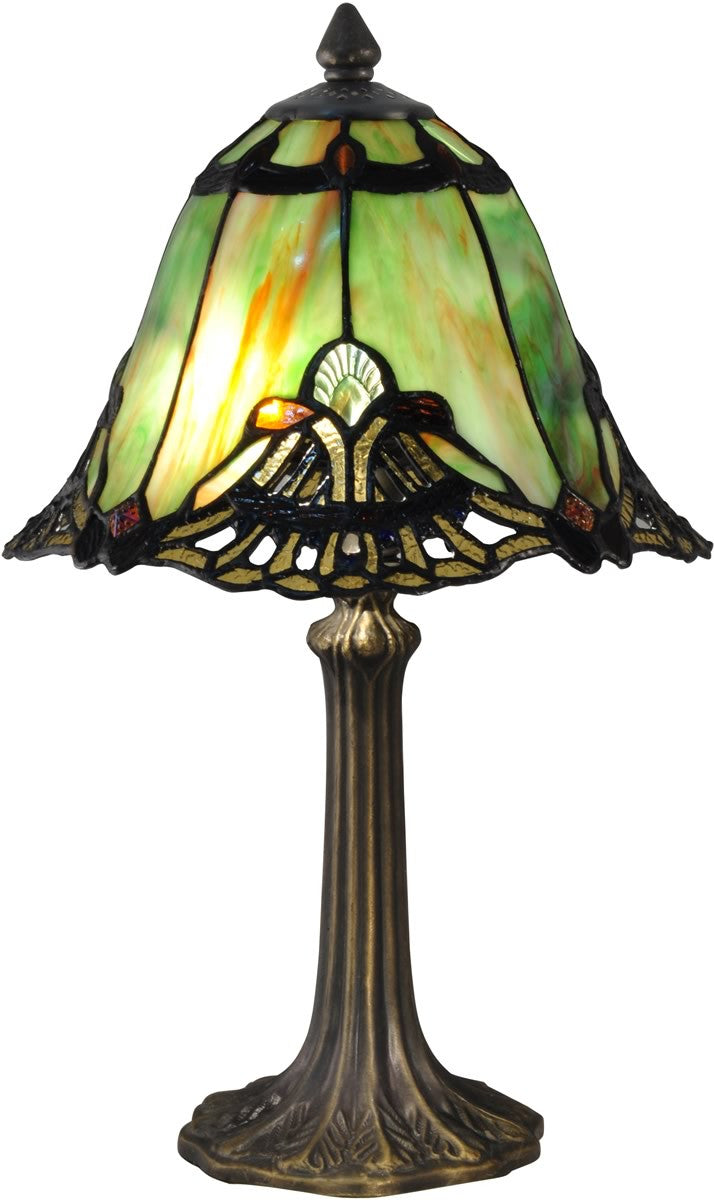 16"H Green Haiawa Tiffany Accent Lamp Antique Bronze