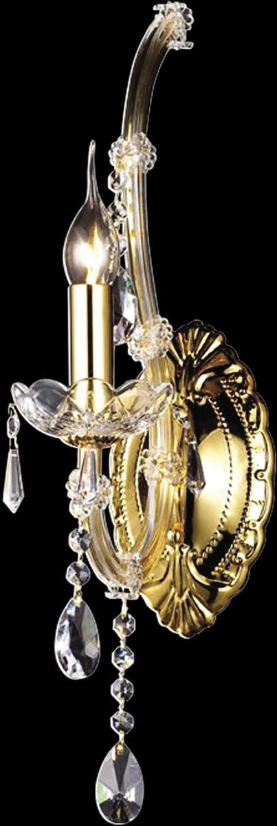 9"W 1-Light Crystal Wall Sconce Gold Plated