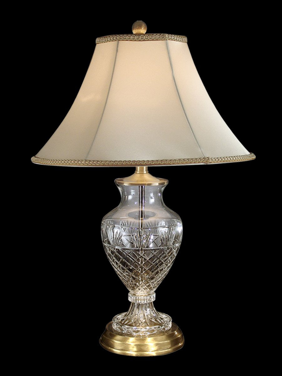 28"H Jefferson 1-Light Crystal Table Lamp Antique Brass