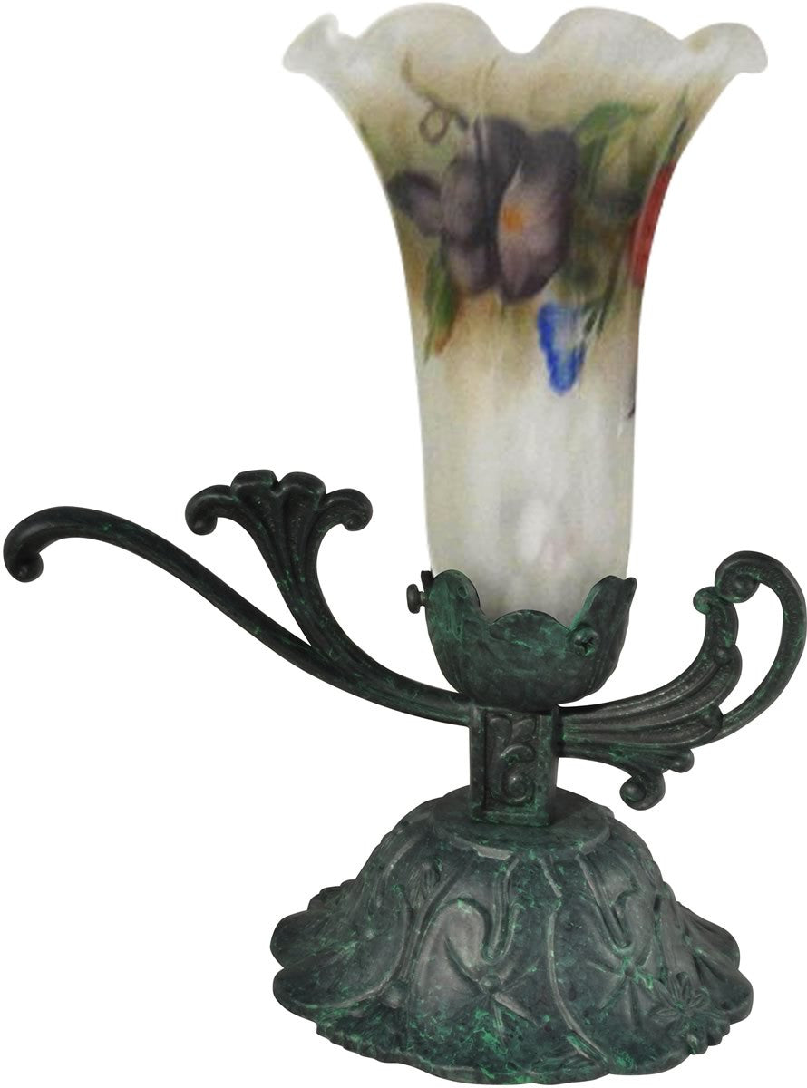 7"H Lily Art Glass Accent Lamp Antique Bronze