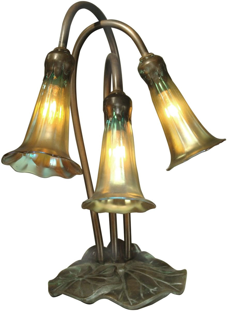 Dale Tiffany Lily Art Glass Accent Lamp Antique Bronze TA15131