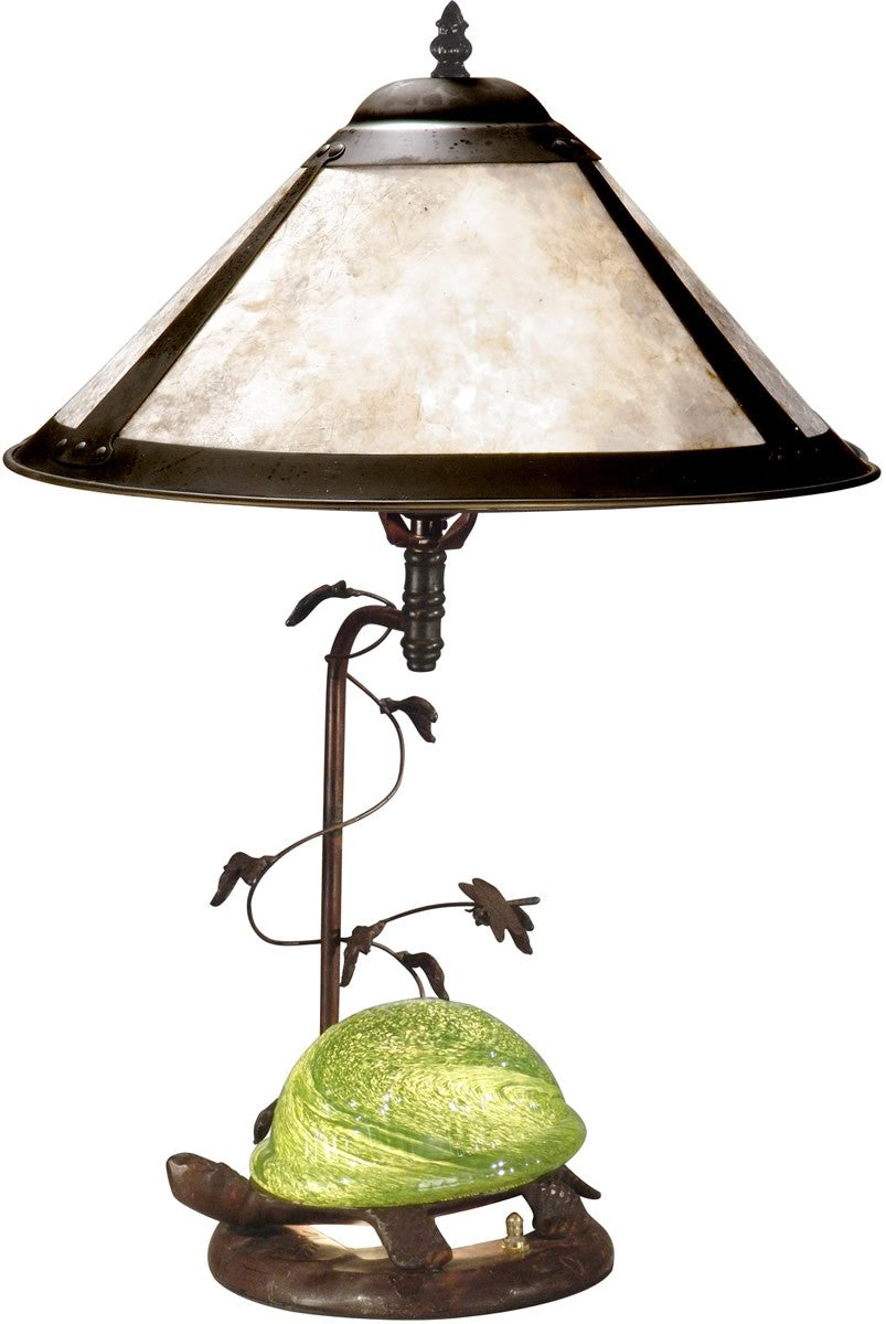 23"H 1-Light 3-Way Mica Table Lamp Antique Bronze