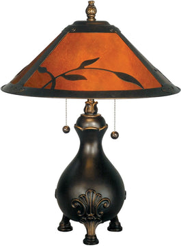 22"H 2-Light Mica Table Lamp Antique Golden Sand