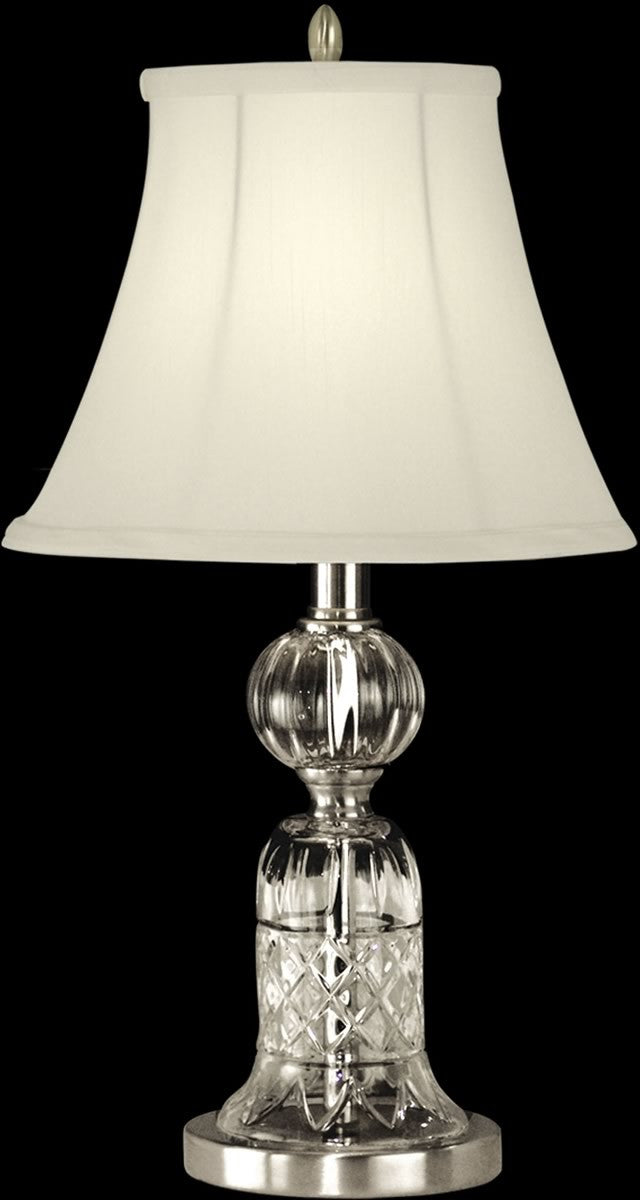 23"H 1-Light 3-Way Glass/Crystal Table Lamp Satin Nickel
