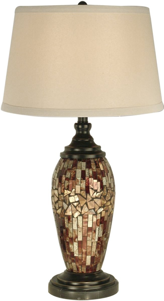 30"H 1-Light Mosaic Oval Art Glass Table Lamp Dark Antique Bronze