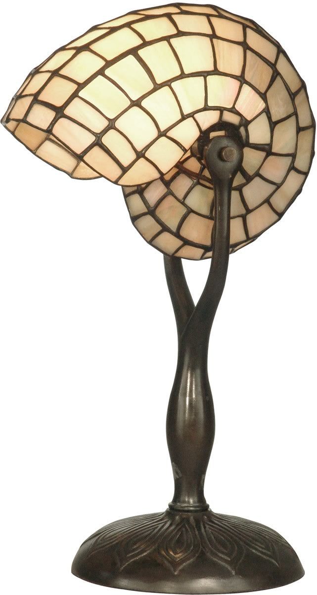 18"H 1-Light Tiffany Table Lamp Antique Nautilius Snail Design Shade