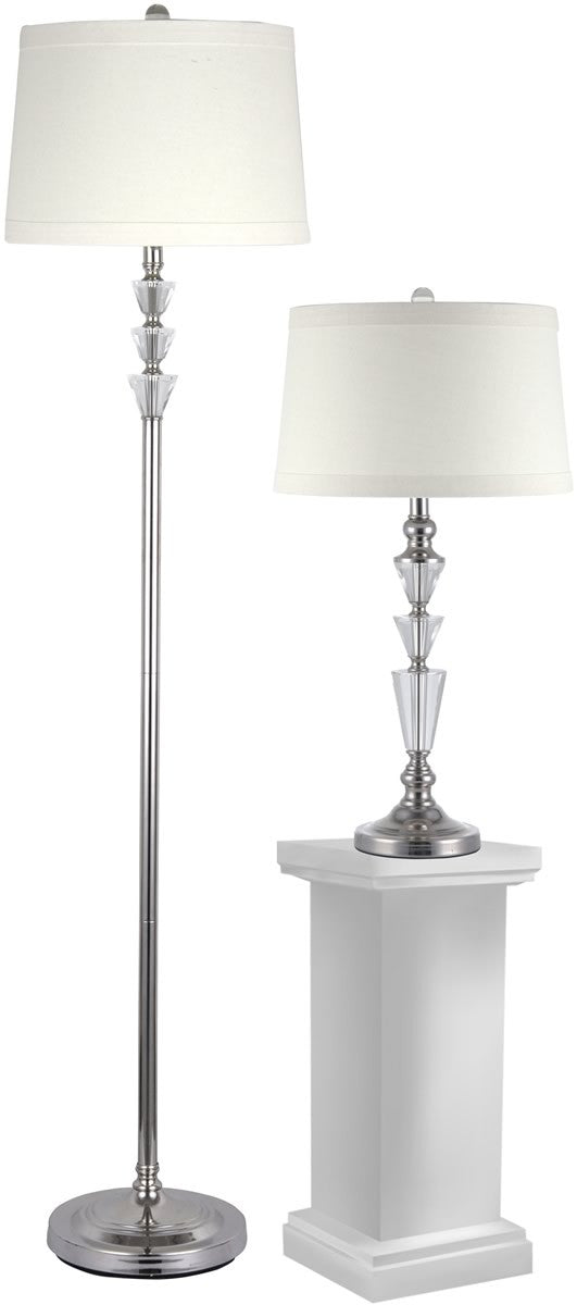 Dale Tiffany Crystal Table/Floor Lamp Combo Optic 27.5 1-Light Table Lamp And 61.5 Floor Lamp Set Polished Nickel GC12361