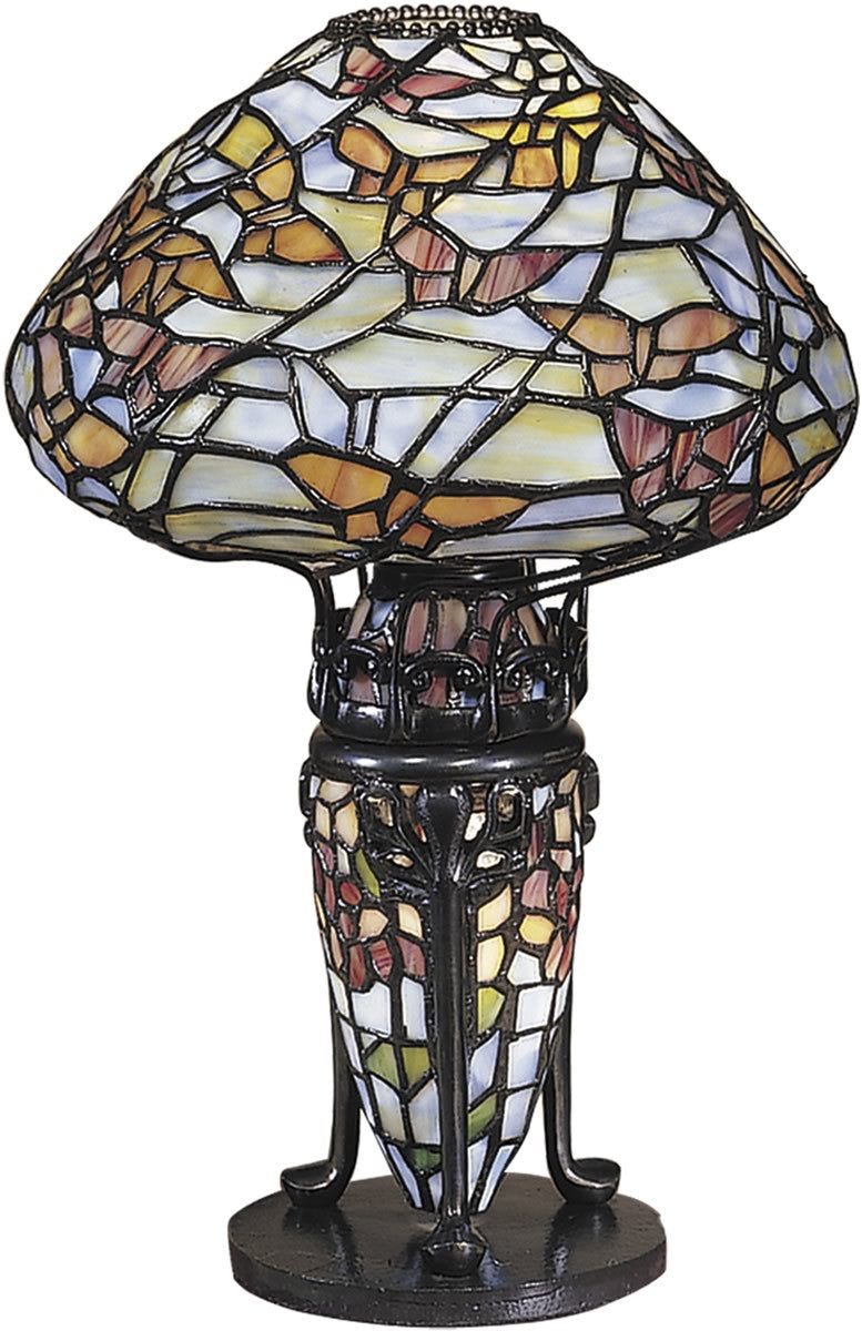 14"H 1-Light Tiffany Accent Lamp Antique Bronze