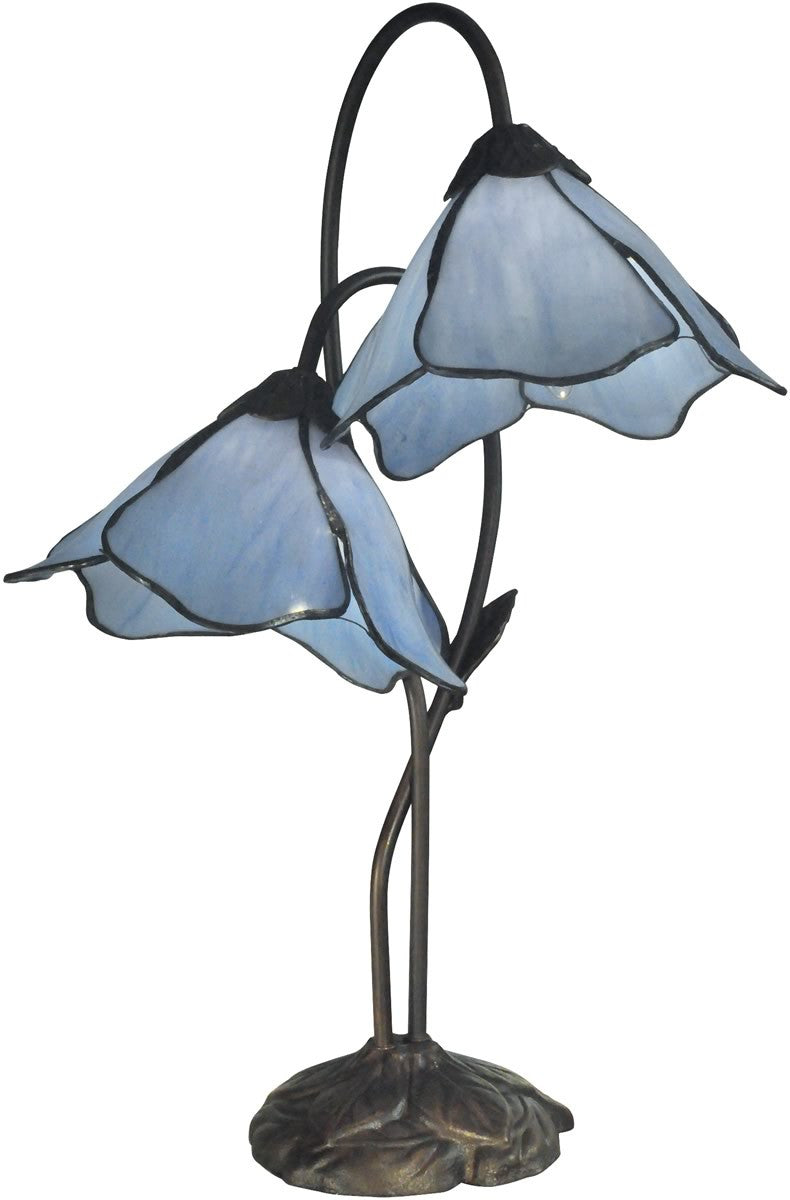 Dale Tiffany Poelking Blue Lily 2-Light Table Lamp Dark Antique Bronze TT12147