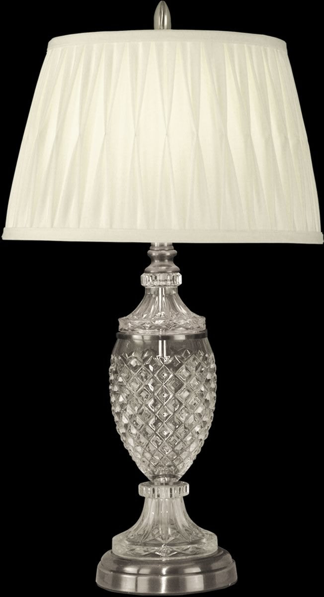 27"H 1-Light 3-Way Glass/Crystal Table Lamp Antique Pewter