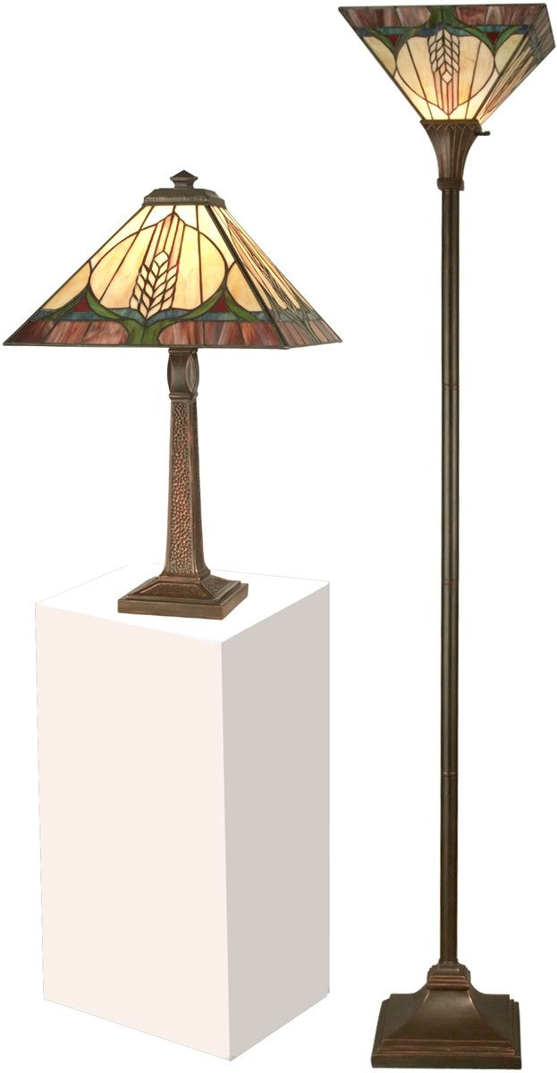 Dale Tiffany 1-Light Tiffany 22 Table and 72 Torchiere Set Lamp Antique Brown TC11173