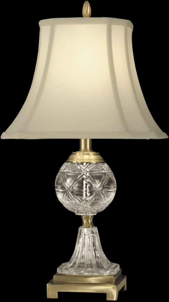 24"H 1-Light 3-Way Glass/Crystal Table Lamp Antique Brass