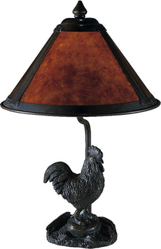 16"H Rooster Mica Table Lamp Antique Bronze