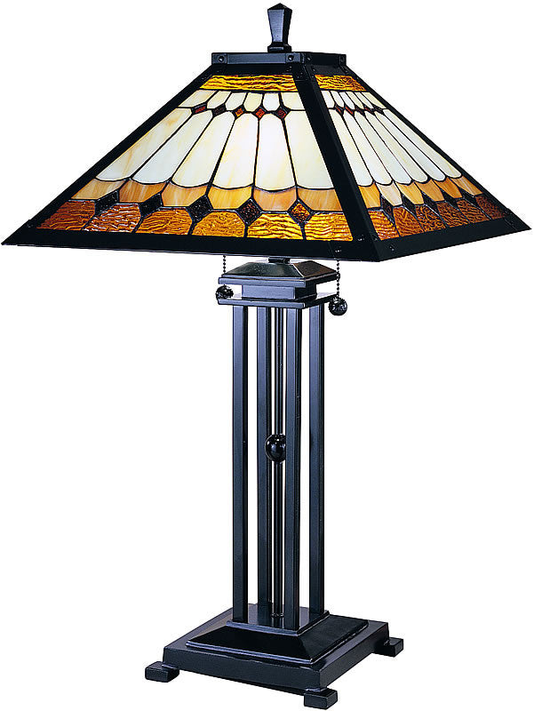 25"H Mission Tiffany Table Lamp Mica Bronze
