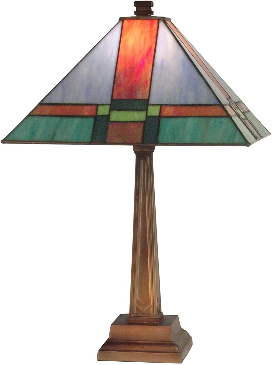 21"H 1-Light Tiffany Table Lamp Antique Brass