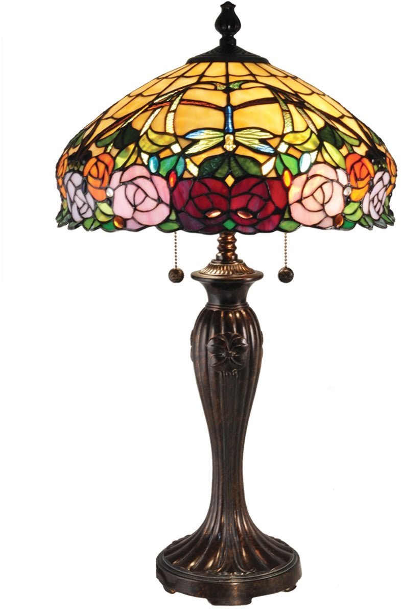 Dale Tiffany Zenia Rose Tiffany Table Lamp Antique Bronze TT15097