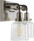 Rushton 2-Light Clear Glass Farmhouse Bath Vanity Light Brushed Nickel