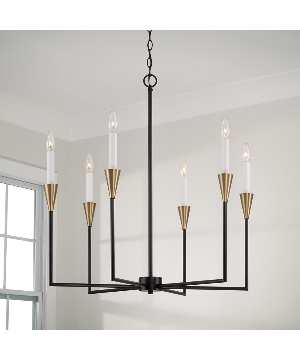 Avant 6-Light Chandelier Aged Brass and Black