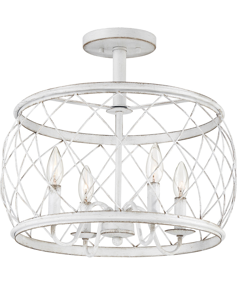 Dury Medium 4-light Semi Flush Mount Antique White