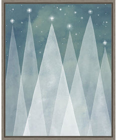 Framed Mod Evergreens II by Grace Popp Canvas Wall Art Print (23  W x 28  H), Sylvie Greywash Frame