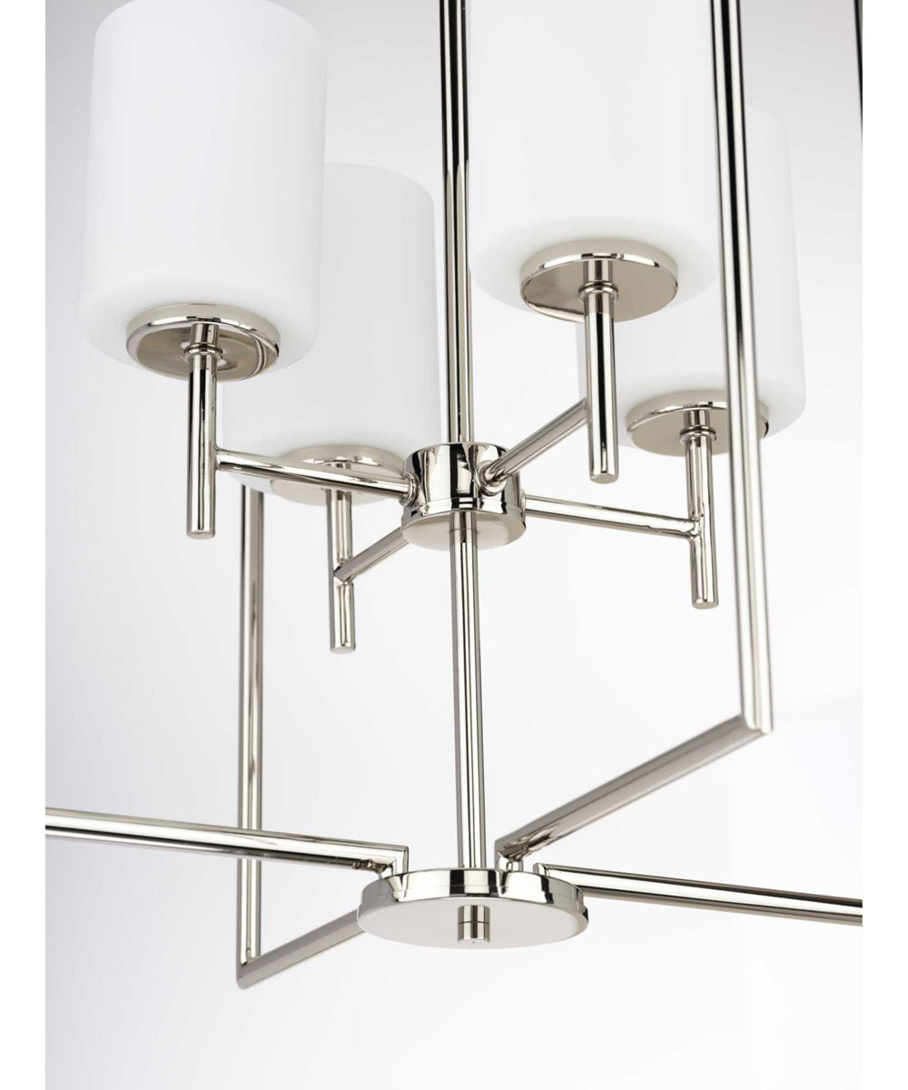 Replay 4-Light Etched White Glass Modern Pendant Light Polished Nickel