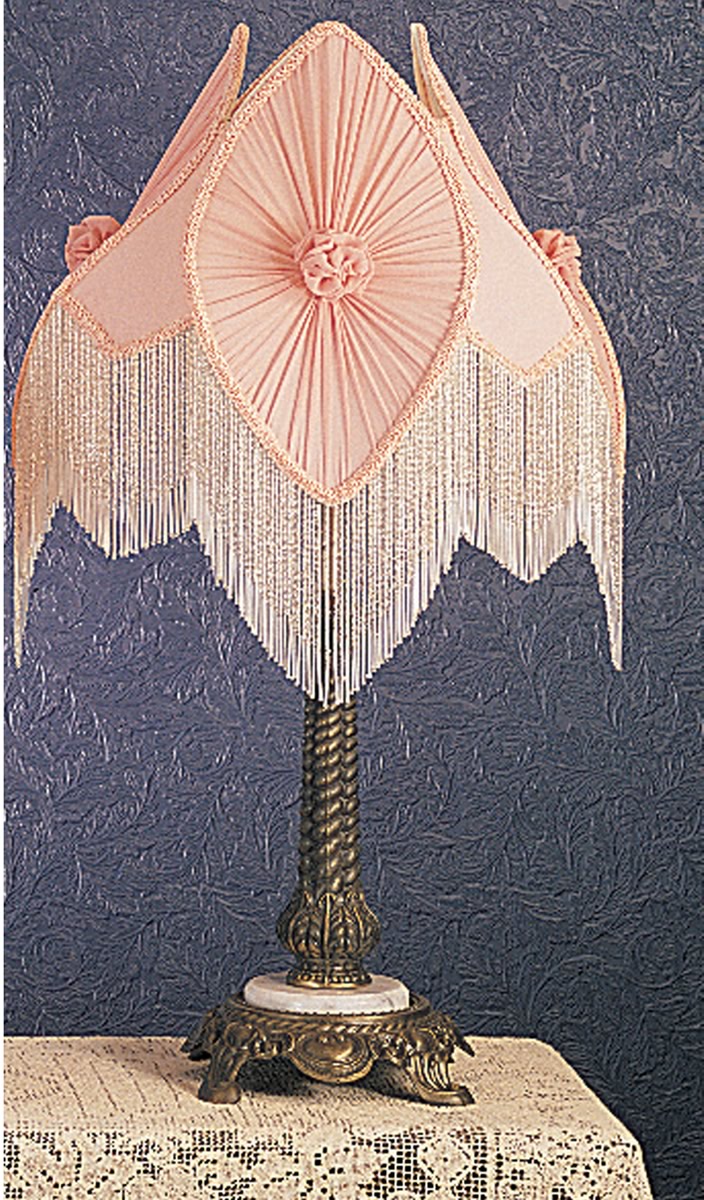 15"H Fabric & Fringe Pink Pontiff Accent Lamp