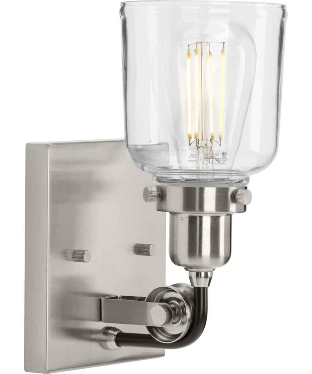 Rushton 1-Light Clear Glass Farmhouse Bath Vanity Light Brushed Nickel