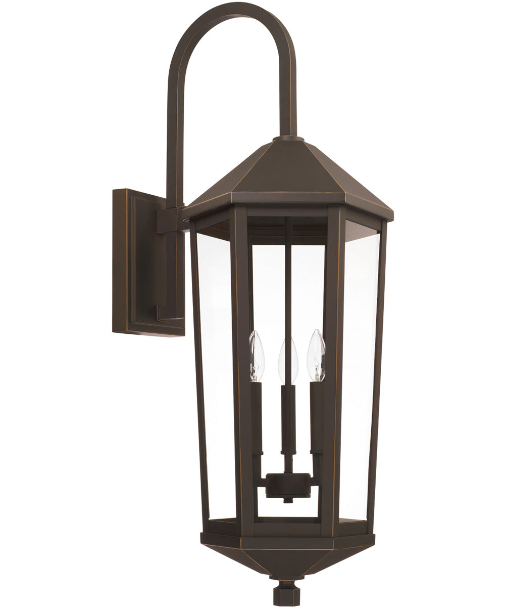 Ellsworth 3-Light Outdoor Wall Mount Rain or Shine - Oiled Bronze with Clear Glass