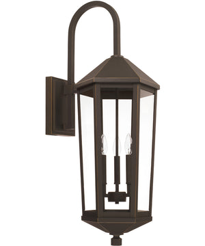 Ellsworth 3-Light Outdoor Wall Mount In Oiled Bronze With Clear Glass